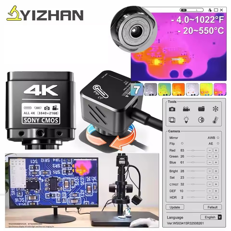 Electronics Repair In Usa - YIZHAN กล้องถ่ายภาพความร้อน 256*192 พิกเซล 4k กล้องจุลทรรศน์อิเล็กทรอนิกส์สำหรับบัดกรี